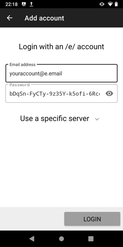 Login and password field boxes